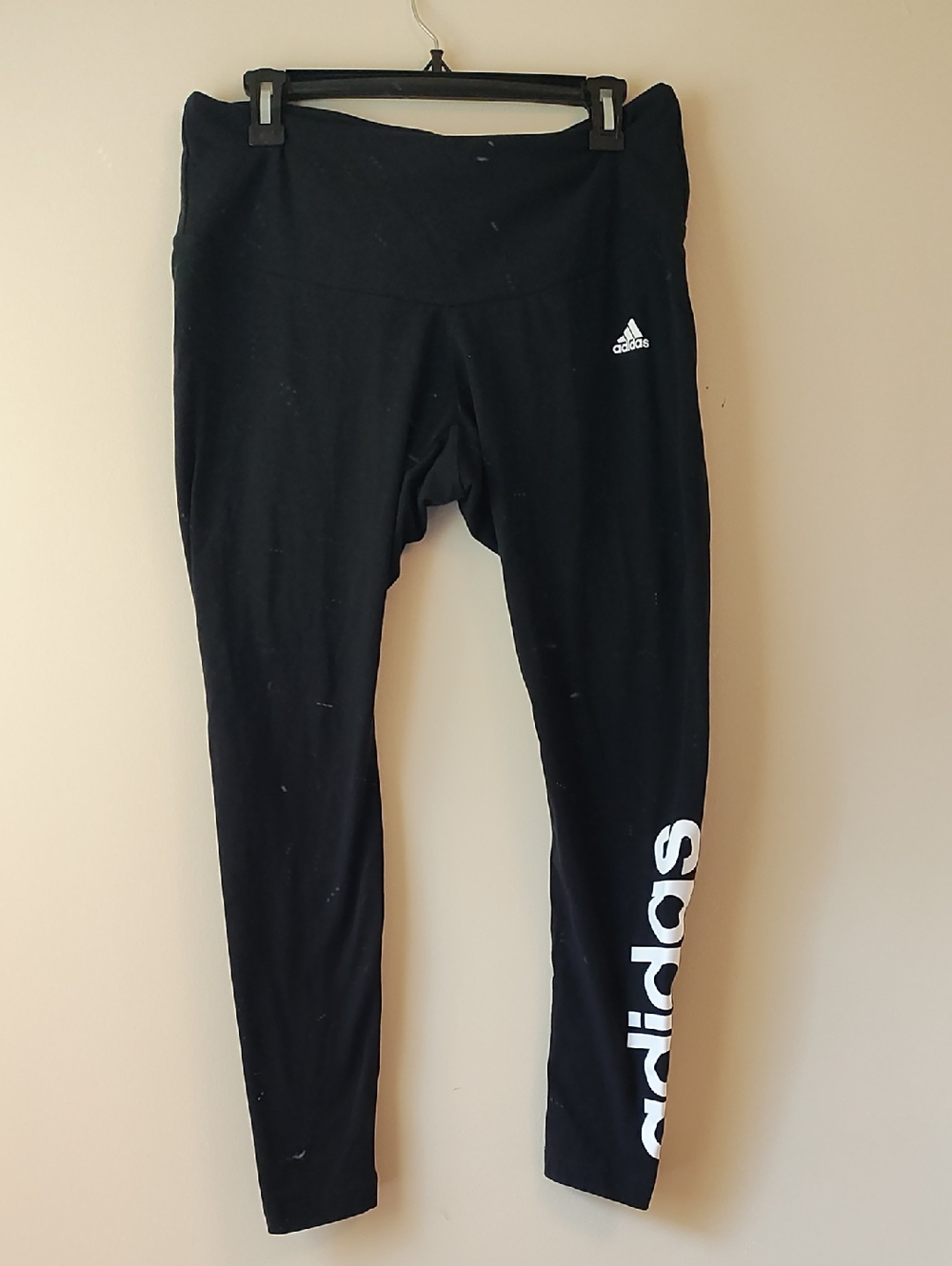 adidas Black  Leggings with White Logo
